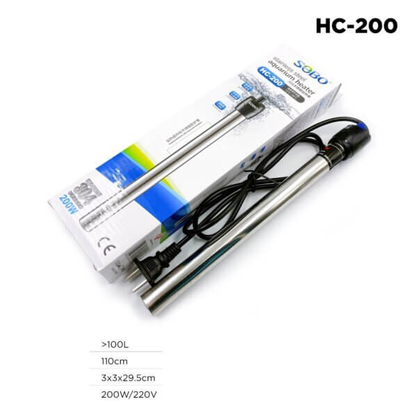 SOBO 200w Stainless Steel 304 Aquarium Fresh Water Heater HC 200