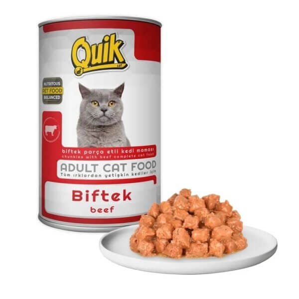 Quik Premium Beef Canned Food for Cats – 415g