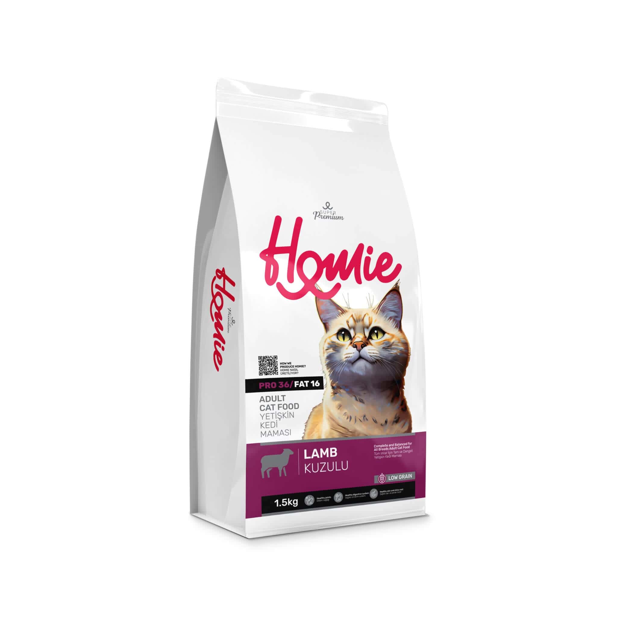 Curated visual reference: Cat Food With Lamb And Duck Licorice Root Extract Reference: Homie Super Premium Lamb Cat Food 1 5Kg