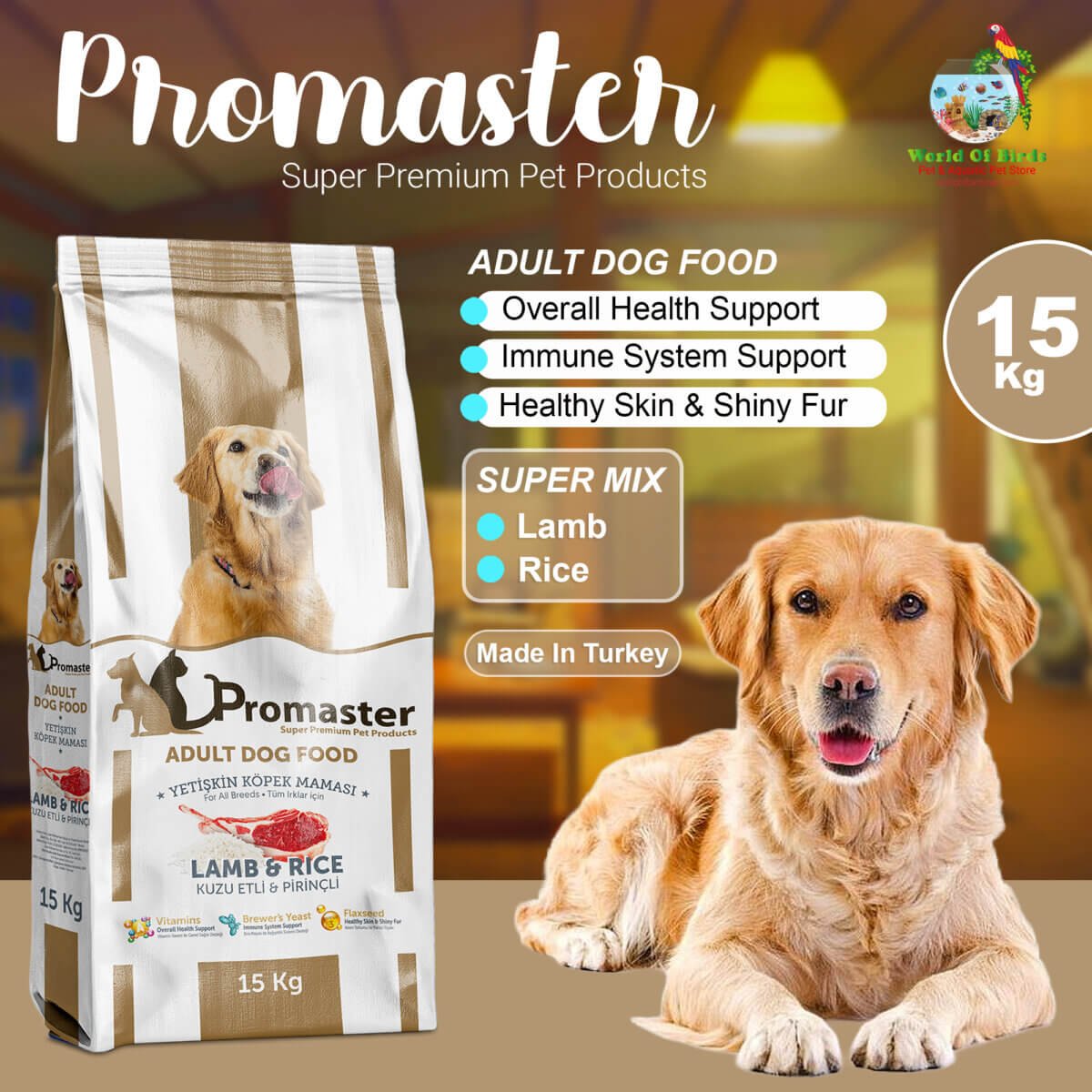 ProMaster Adult Dog Food: Super Premium Lamb & Rice 15kg for Overall Health - Image 1