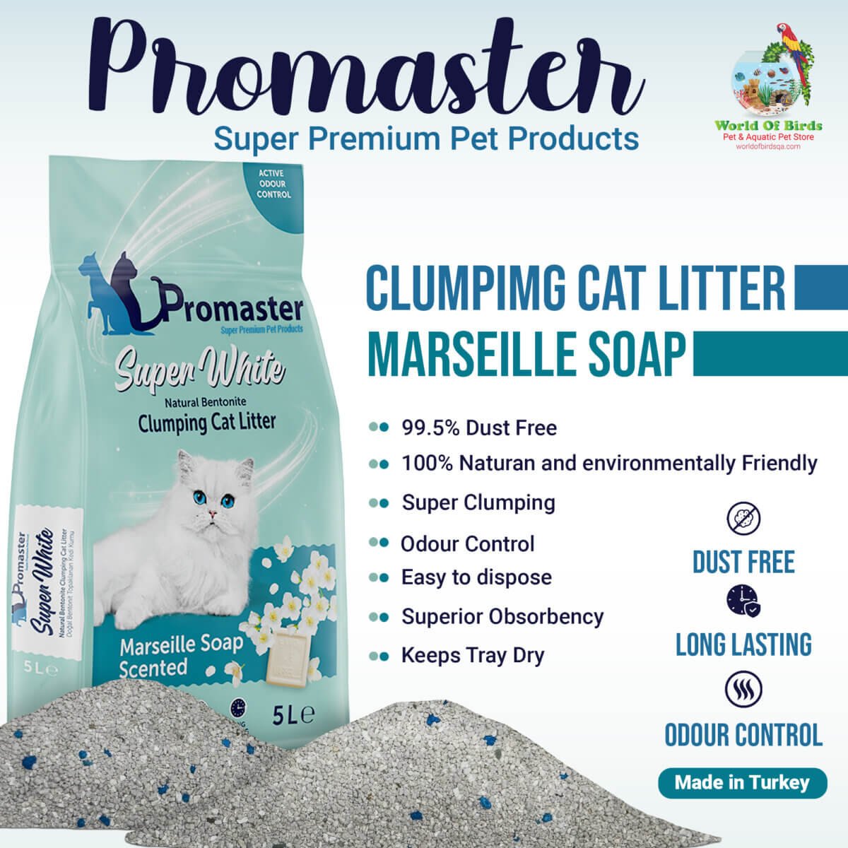 Promaster Marseille Soap Super White Clumping Cat Litter (5L) - Image 1
