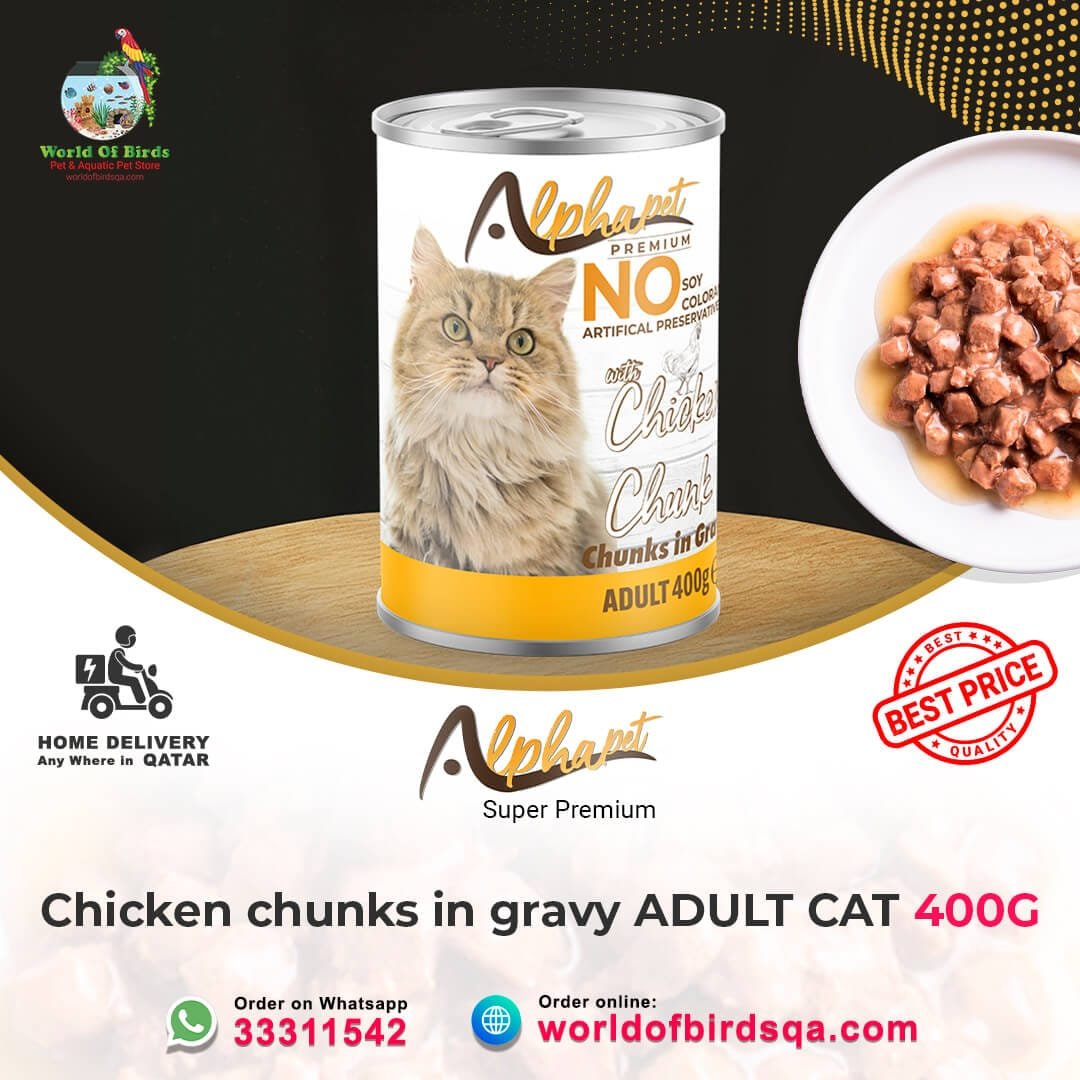 12 ALPHA PET CAT WITH CHICKEN IN GRAVY 400 G Alpha Pet Premium Cat with Chicken in Gravy – 400g Canned Wet Cat Food | Complete Meal from Turkey - Image 1
