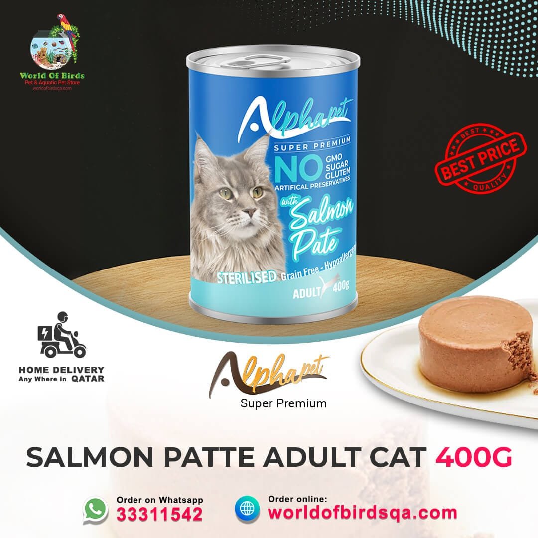 22 ALPHA PET ADULT CAT SALMON 400 GR PATE Alpha Pet Super Premium Adult Cat Salmon – 400g Pâté Wet Cat Food | Omega-3 Rich Meal from Turkey - Image 1