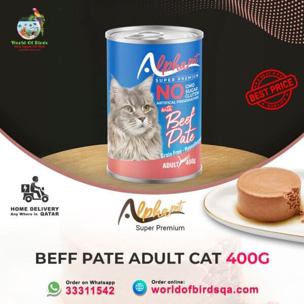 Alpha Pet Super Premium Adult Cat Beef – 400g Pâté Wet Cat Food | Protein-Rich Meal from Turkey