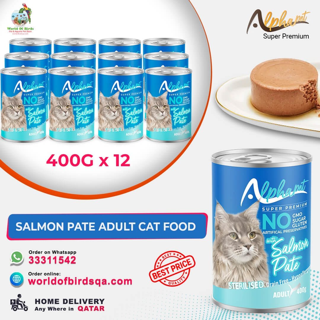 30 salmon pate 400g x12 Alpha Pet Super Premium Adult Cat Salmon – 400g Pâté Wet Cat Food (Pack of 12) | Omega-3 Rich Nutrition from Turkey - Image 1