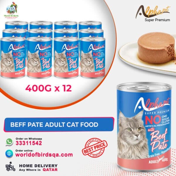 Alpha Pet Super Premium Adult Cat Beef – 400g Pâté Wet Cat Food (Pack of 12) | Protein-Rich Nutrition from Turkey