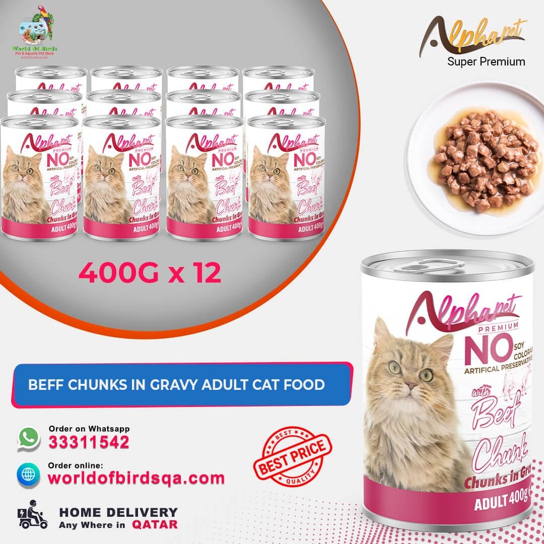 35 ALPHA PET CAT WITH BEEF IN GRAVY 400 G x12 Alpha Pet Premium Cat with Beef Chunk in Gravy – 400g Wet Cat Food (Pack of 12) | Protein-Rich Meal from Turkey - Image 1