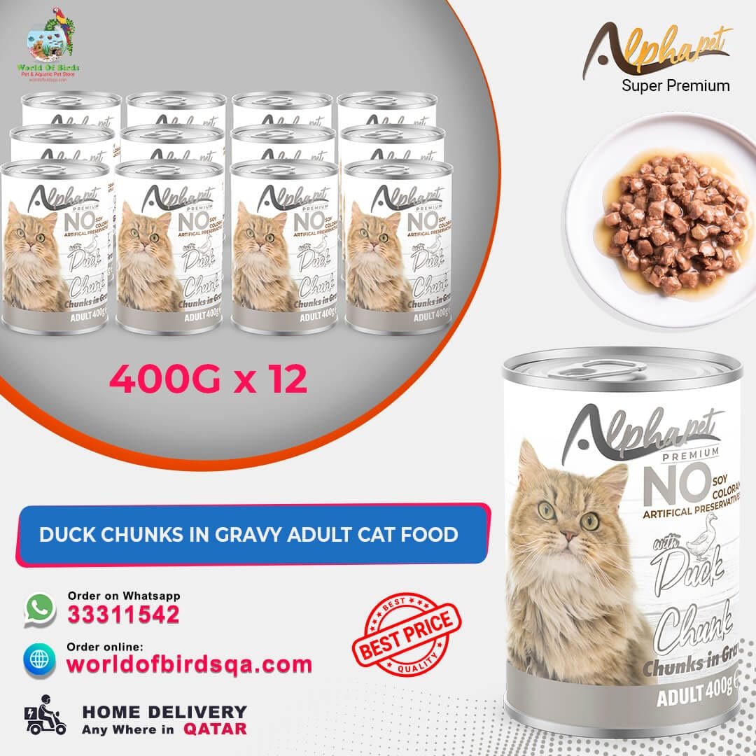 36 ALPHA PET CAT WITH DUCK IN GRAVY 400 G x12 Alpha Pet Premium Cat with Duck Chunk in Gravy – 400g Wet Cat Food (Pack of 12) | Nutritious Meal from Turkey - Image 1