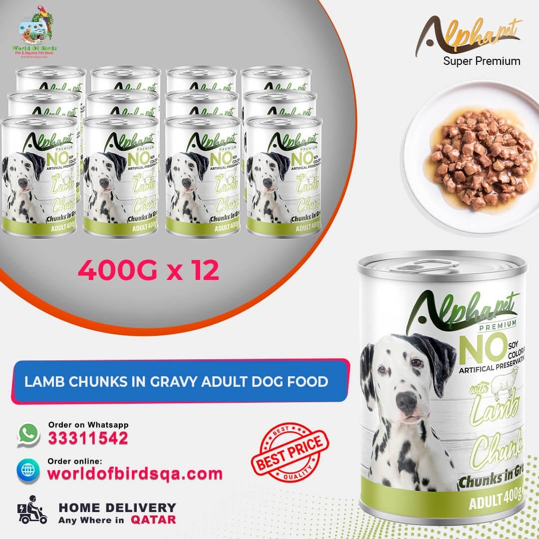 42 ALPHA PET ADULT DOG LAMB IN GRVY 400G x12 Alpha Pet Premium Adult Dog with Lamb Chunk in Gravy – 400g Wet Dog Food (Pack of 12) | Nutritious Meal from Turkey - Image 1