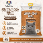 Volk Pets Ultra Odor Seal Coffee Scent Cat Litter 20L – Strong Clumping, Low Dust | Made in China