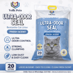 Volk Pets Ultra Odor Seal Fresh Scent Cat Litter 20L – Strong Clumping, Low Dust
