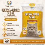 Volk Pets Ultra Odor Seal Mango Scent Cat Litter 20L – Strong Clumping, Low Dust