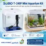 SOBO T-240F Mini Aquarium Kit 9L – LED Light, Top Filter System & Submersible Pump