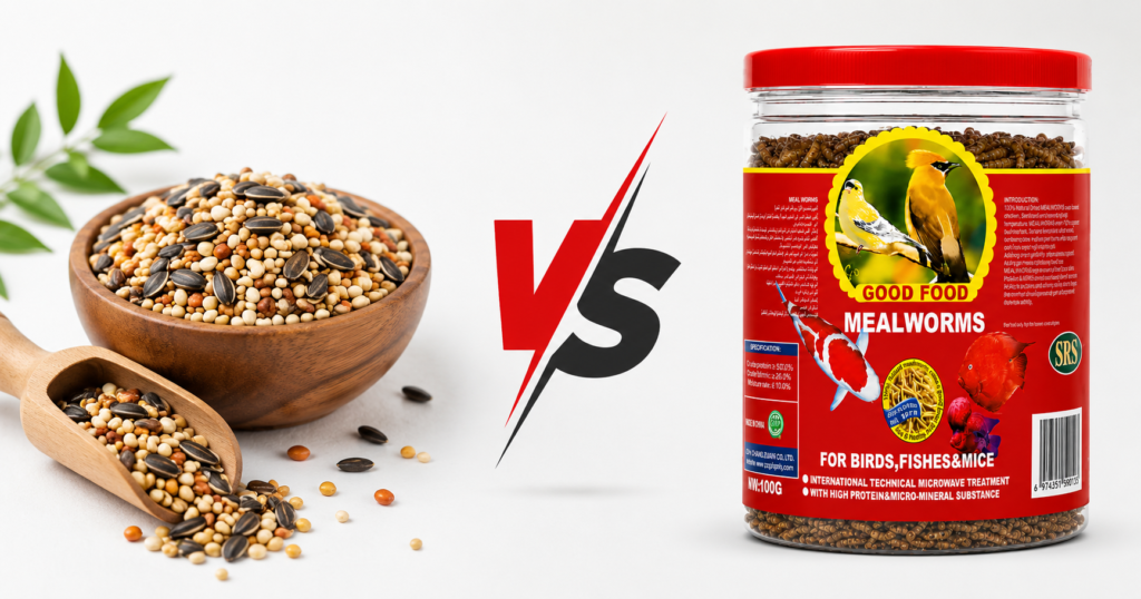 Bird seed vs dried mealworms for pet birds in Qatar