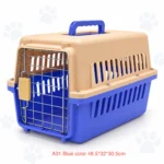 A31 Pet Carrier Blue 48.5 × 32 × 30.5cm – Portable Cat & Small Pet Transport Box with Metal Door