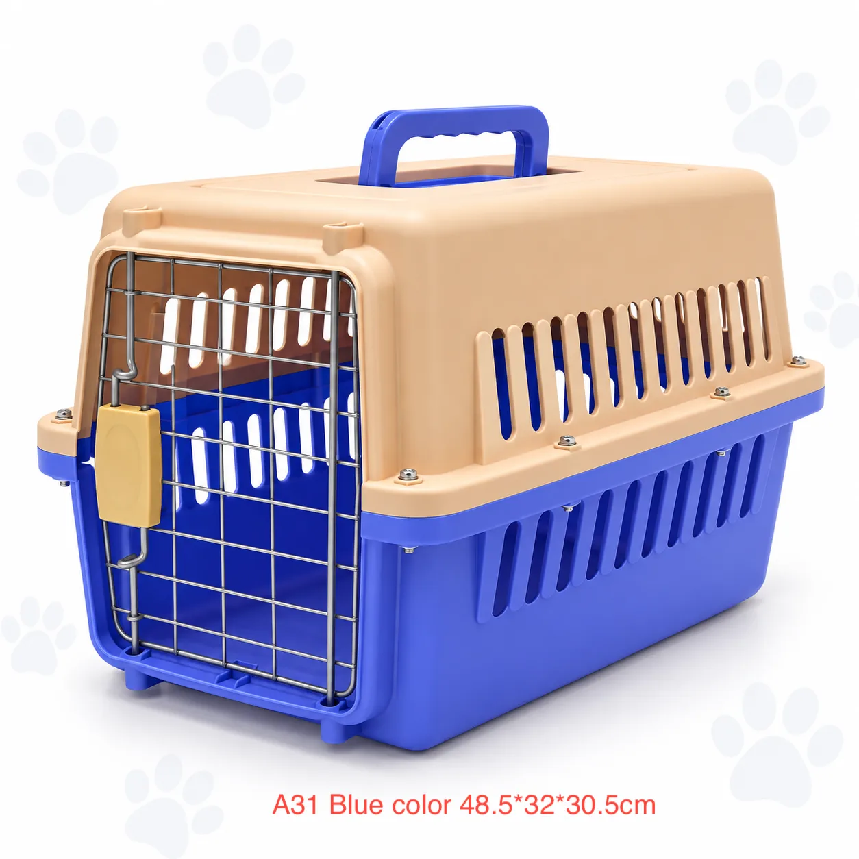 A31_result A31 Pet Carrier Blue 48.5 × 32 × 30.5cm – Portable Cat & Small Pet Transport Box with Metal Door - Image 1