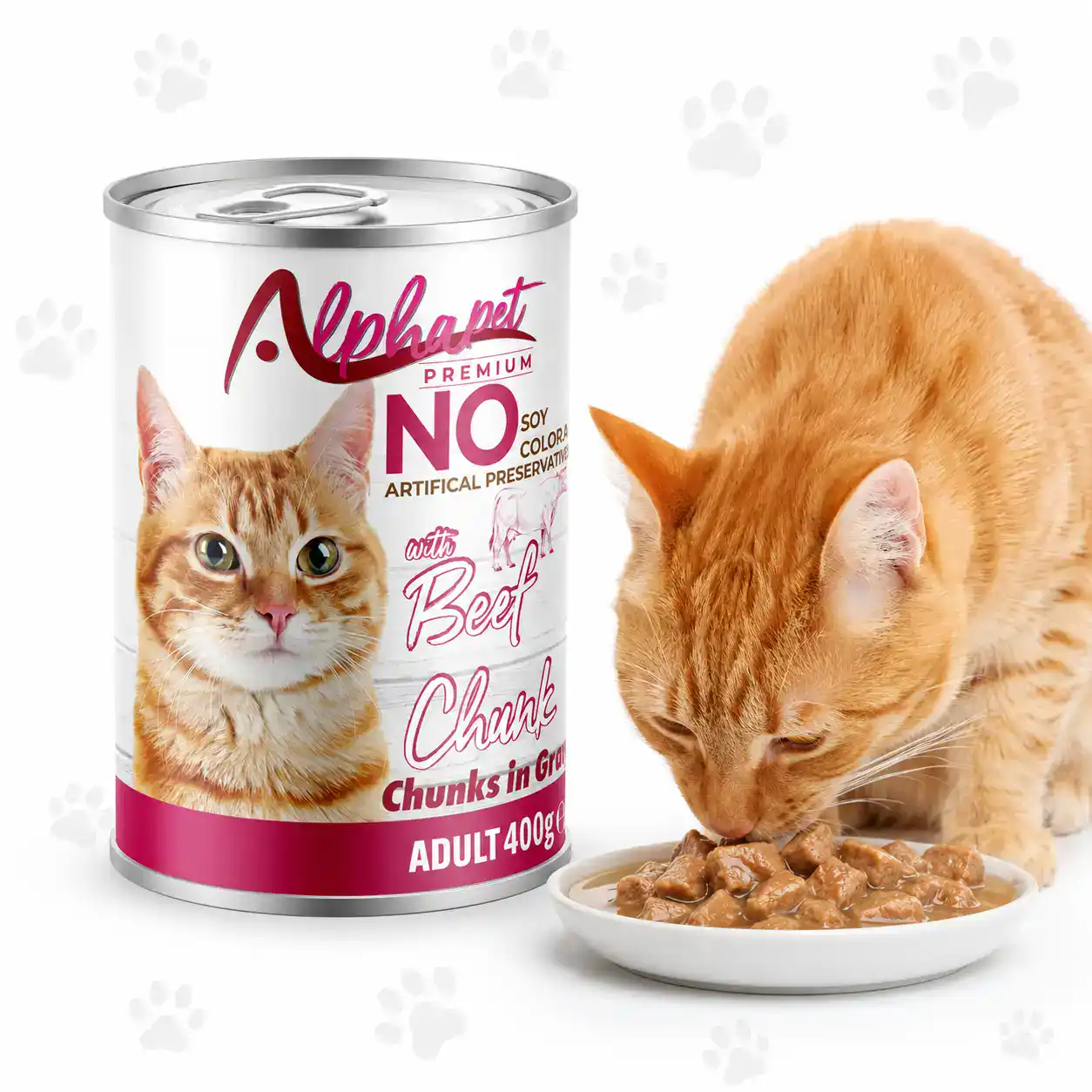 Alpha Pet Premium Cat with Beef in Gravy – 400g Canned Wet Cat Food