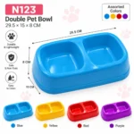 N123 Double Pet Feeding Bowl 29.5 × 15 × 8cm – Food & Water Bowl for Cats and Dogs