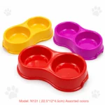 N131 Double Pet Feeding Bowl 22.5 × 12 × 4.5cm – Food & Water Bowl for Cats and Small Dogs