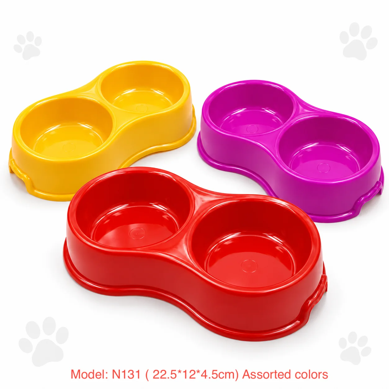 N131_result N131 Double Pet Feeding Bowl 22.5 × 12 × 4.5cm – Food & Water Bowl for Cats and Small Dogs - Image 1