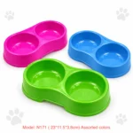 N171 Double Pet Feeding Bowl 23 × 11.5 × 3.8cm – Food & Water Bowl for Cats and Small Dogs