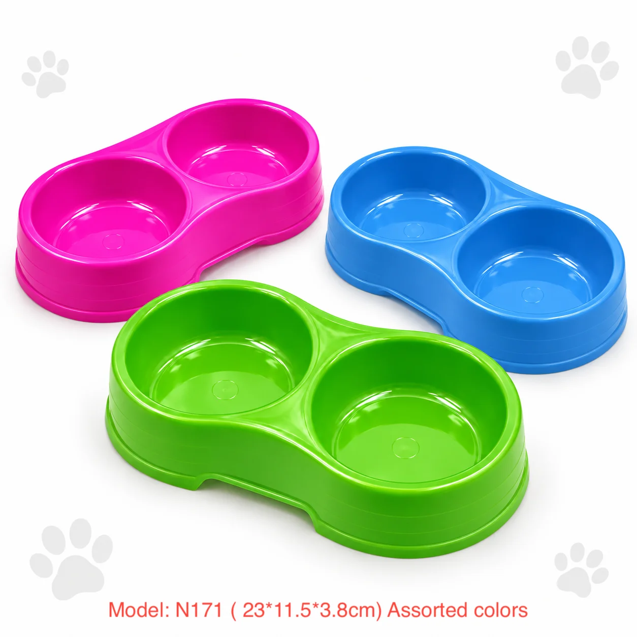 N171_result N171 Double Pet Feeding Bowl 23 × 11.5 × 3.8cm – Food & Water Bowl for Cats and Small Dogs - Image 1
