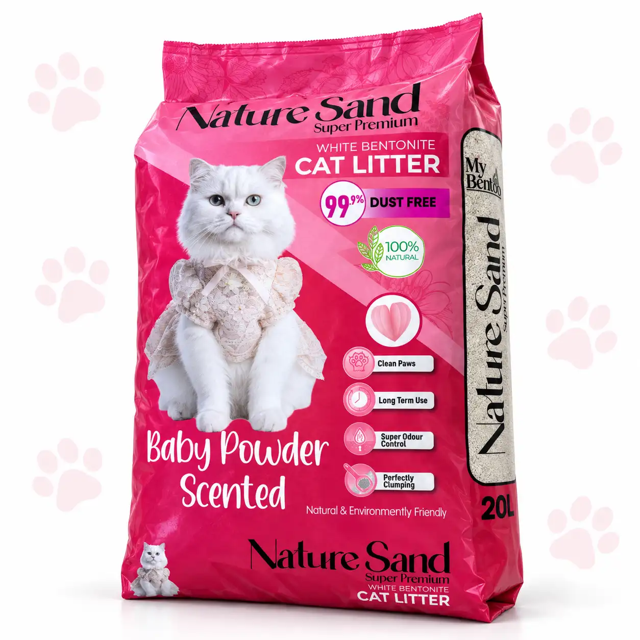Nature Sand Baby Powder 20L _result Nature Sand Baby Powder Cat Litter 20L – Super White Bentonite, 99.9% Dust Free | 16.8kg - Image 1