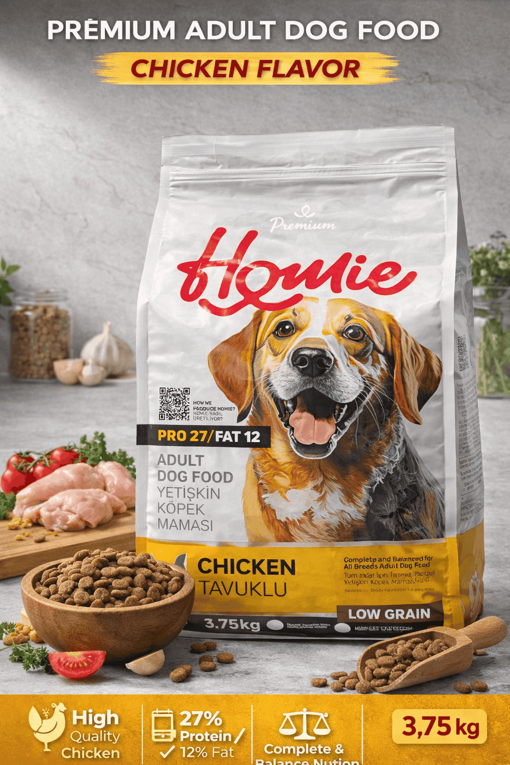 Homie Super Premium Adult Dog Food Chicken Low Grain